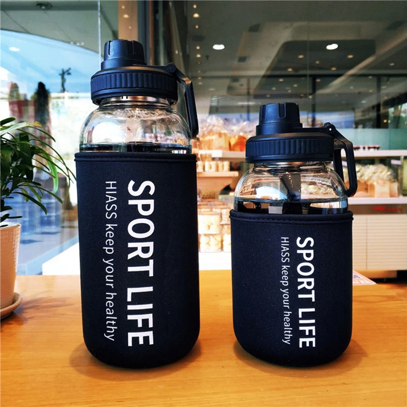 Outdoor Sport Glass Water Bottle - 700/1000ml Portable Sport Glass Water Bottle