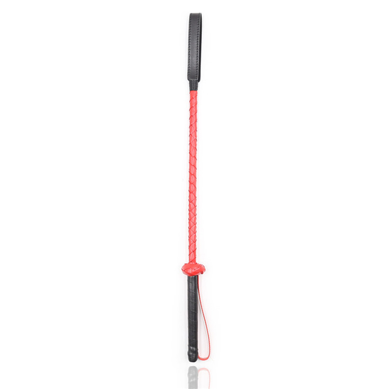 Riding Crop Dressage - 56cm Red and Black Leather Long