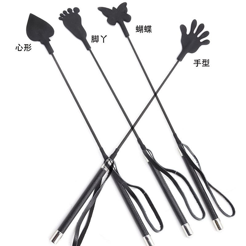 Riding Crop Dressage - 55CM Black Silicone Butterfly Shaped Top