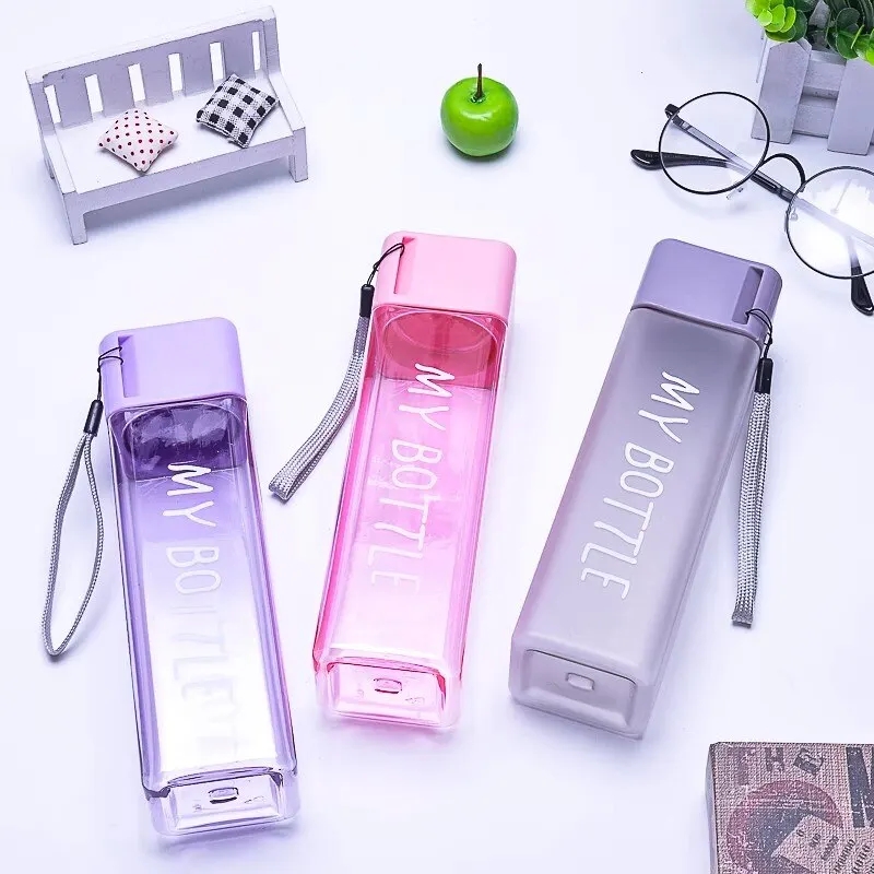450ml,1 Pcs Clear Square Drink - Outdoor Sport Glass Water Bottle ulasan dan harga