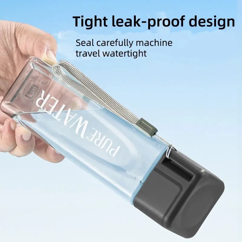 450ml,1 Pcs Clear Square Drink - Outdoor Sport Glass Water Bottle ulasan dan harga