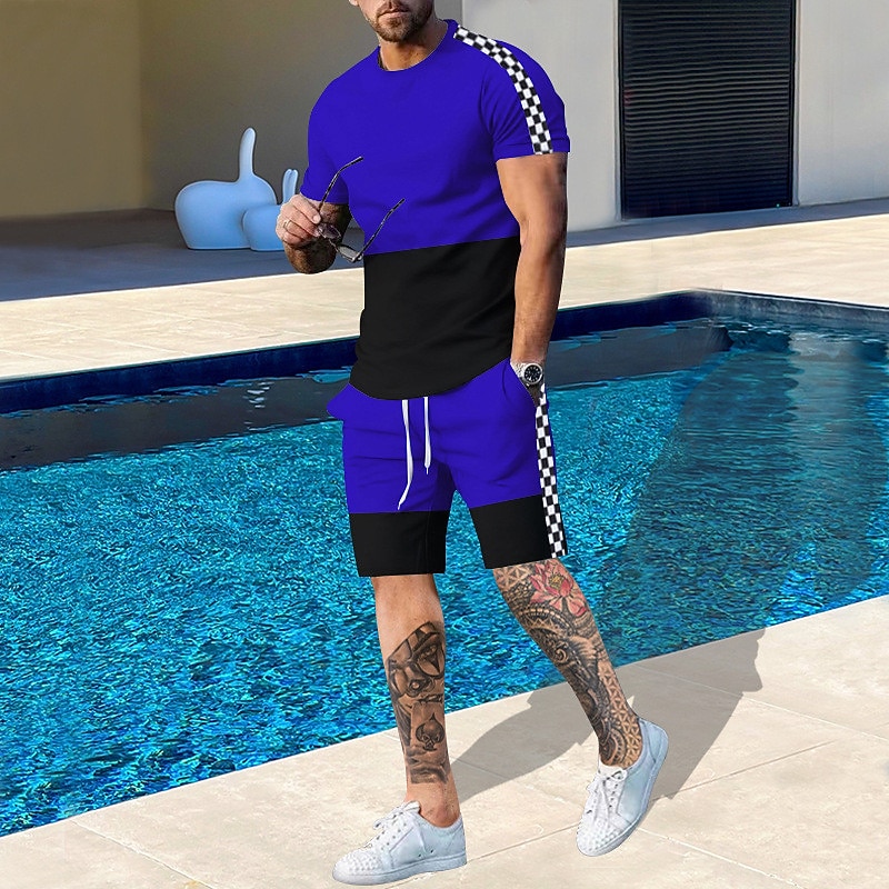 Men's Pattern Color Blocked 2- - Outdoor Sport Leisure ulasan dan harga