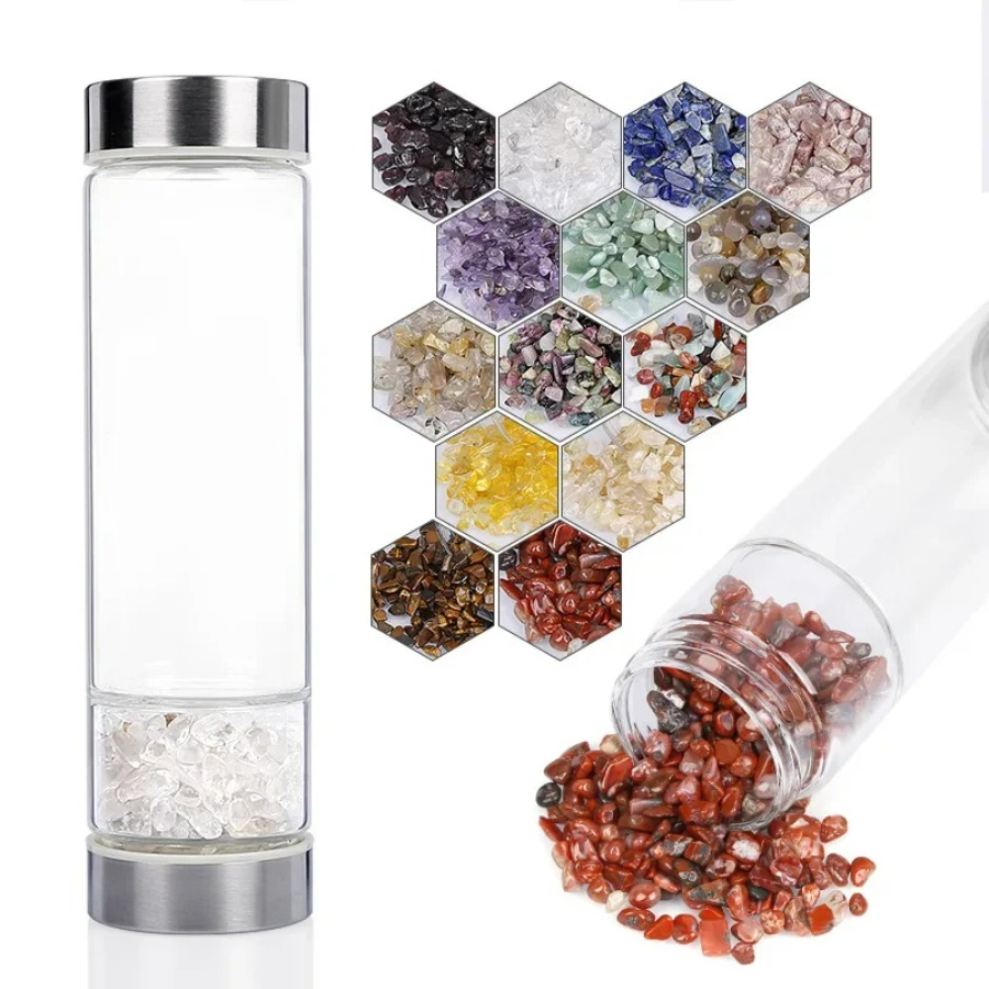 Large Diameter Crystal Natural - Outdoor Sport Glass Water Bottle ulasan dan harga