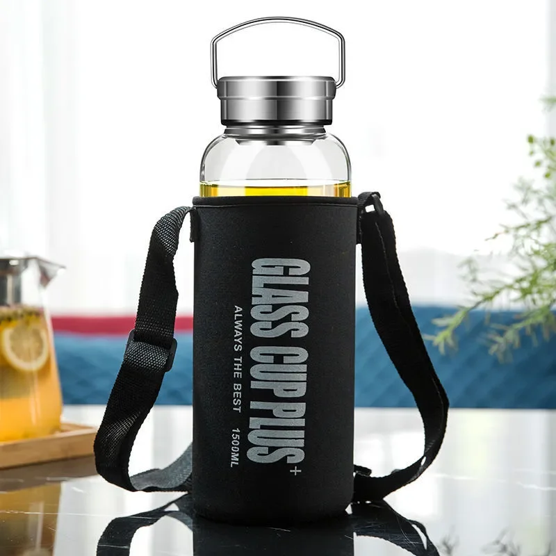 2L Glass Water Bottle with Str - Outdoor Sport Glass Water Bottle ulasan dan harga
