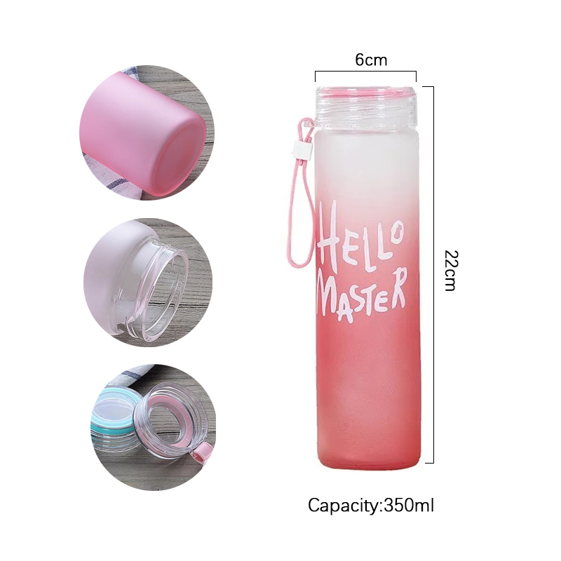 350ml Sport  Silicone Letter T - Outdoor Sport Glass Water Bottle ulasan dan harga