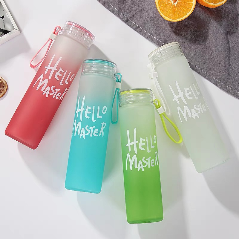 350ml Sport  Silicone Letter T - Outdoor Sport Glass Water Bottle ulasan dan harga