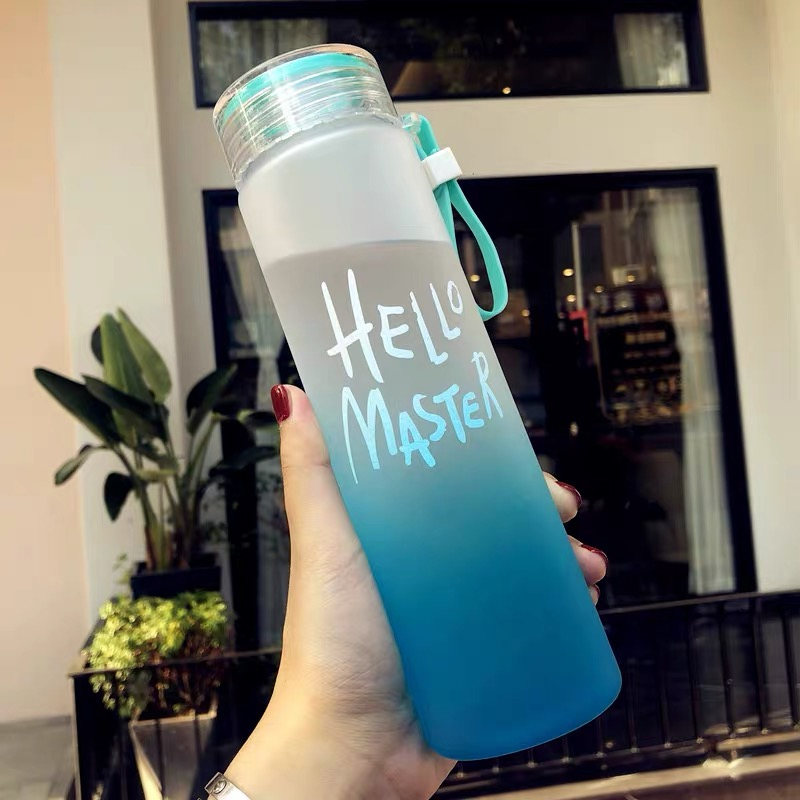 350ml Sport  Silicone Letter T - Outdoor Sport Glass Water Bottle ulasan dan harga